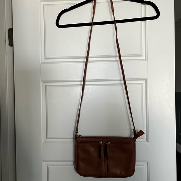 Brown PU Leather Crossbody Bag - Picture 1 of 7